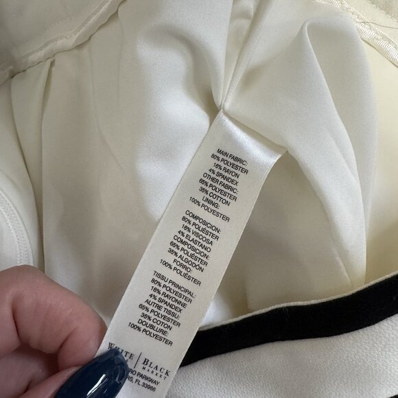 WHBM White House Black Market Skirt 12 Cream Black Quilted Jersey Knit Pencil - Picture 7 of 9